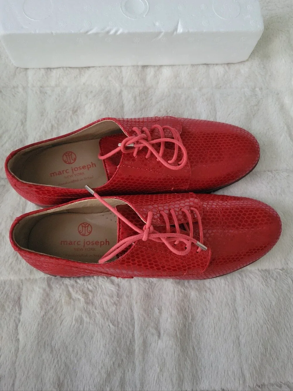 Marc Joseph New York Women’s Red Lace-Up Athletic Oxfords with Textured Upper
